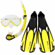 Mares Cobia and Fluida Adult Dive Mask Snorkel and Fins Set Yellow