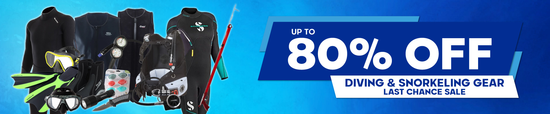 Diving and Snorkeling Gear Last Chance Sale Banner
