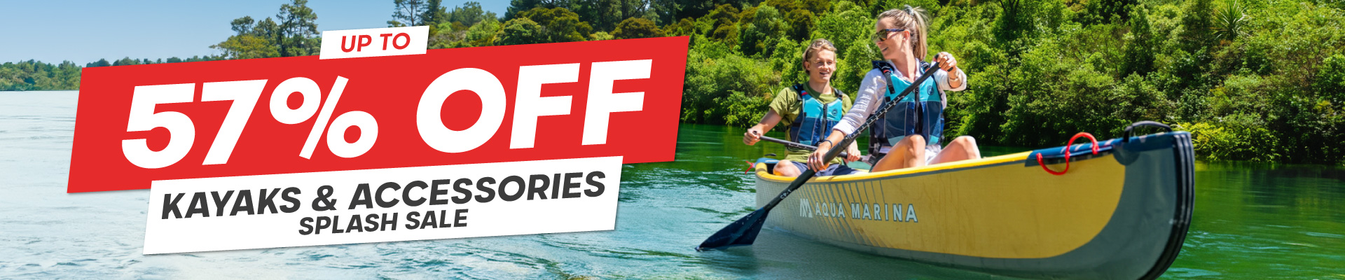 Kayaks and Accessories Splash Sale Banner