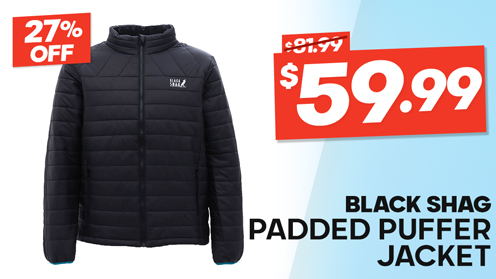 Black Shag Padded Puffer Jacket