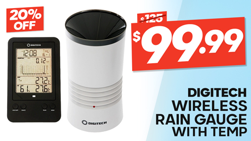 Digitech Digital Rain Gauge with Temperature
