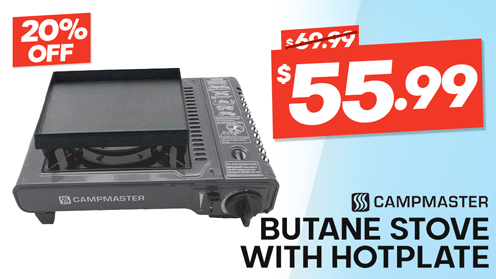 Campmaster Single Burner Butane Stove with Hotplate