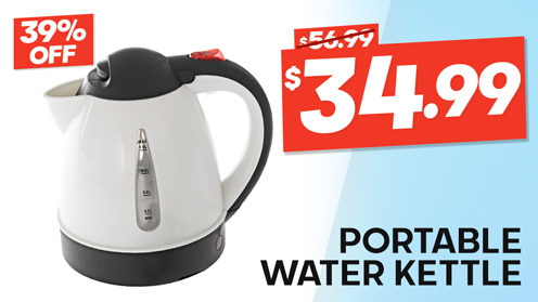 Portable Water Kettle 1L 12V - Cigarette Lighter Plug