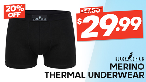 Black Shag Merino Mens Thermal Underwear
