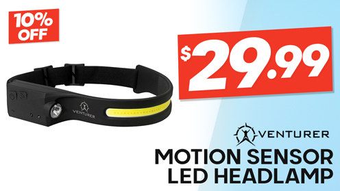 Venturer Motion Sensor Rechargeable LED Headlamp / Worklight 350LM