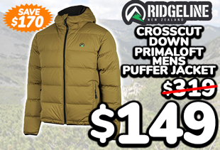 Ridgeline Crosscut Down PrimaLoft Mens Puffer Jacket Teak