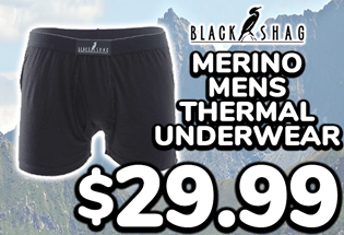 Black Shag Merino Mens Thermal Underwear