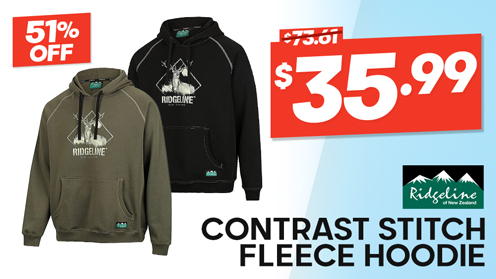 Ridgeline Contrast Stitch 300gsm Fleece Hoodie
