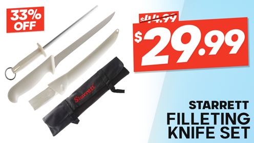 Starrett Professional Filleting Knife Set White with Sharpening Steel 20cm