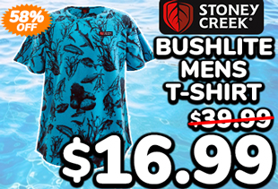 Stoney Creek Bushlite Mens T-Shirt Fish Camo Blue