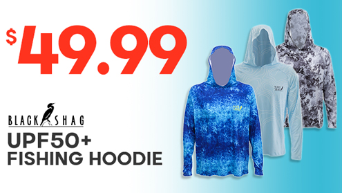 Black Shag UPF50+ Fishing Hoodie