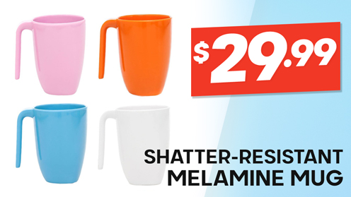Shatter-Resistant Melamine Mug 400ml Qty 4