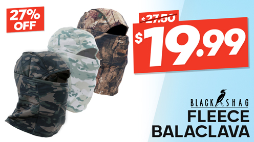 Black Shag Fleece Windproof Balaclava