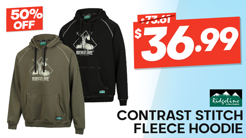 Ridgeline Contrast Stitch 300gsm Fleece Hoodie