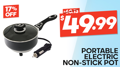 Portable Electric Non-Stick Pot with Lid and Cigarette Plug 1.9L 12V