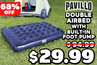 PAVILLO Double Airbed with Built-in Foot Pump Navy