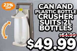 Can and Plastic Bottle Crusher Suits 2L Bottles Grey