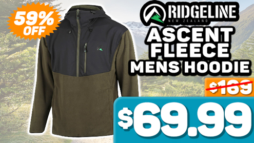 Ridgeline Ascent Half Shell Fleece Mens Hoodie Forest/Black