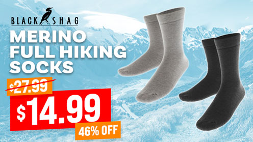 Black Shag Merino Full Hiking Socks