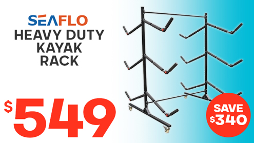 Seaflo Heavy Duty Adjustable Storage Rack with Wheels - up to 6 Kayaks / SUPs