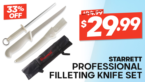Starrett Professional Filleting Knife Set White with Sharpening Steel 20cm