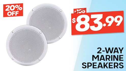 2-Way Marine Speakers 7in 100W White Qty 2