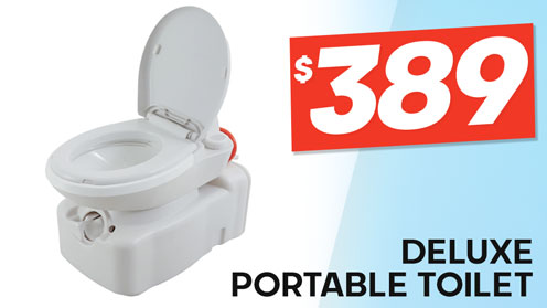 Deluxe Portable Toilet with Pump Flush and Wheels 22L