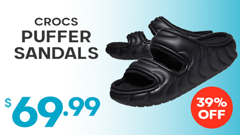 Crocs Classic Cozzzy Puffer Sandals Black