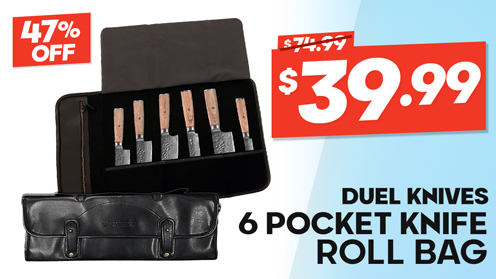 Duel Knives 6 Pocket Knife Roll Bag