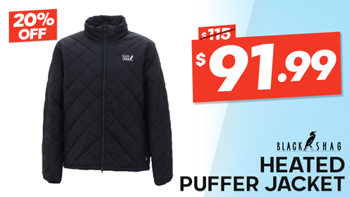 Black Shag Heated Puffer Jacket