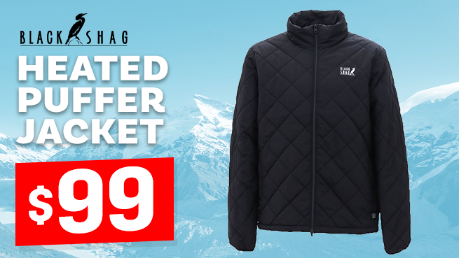 Black Shag Heated Puffer Jacket